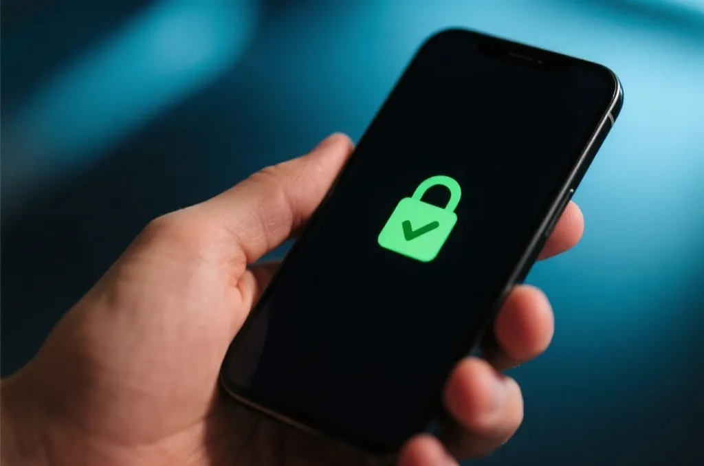 Secure digital transaction screen with a green padlock icon representing high security